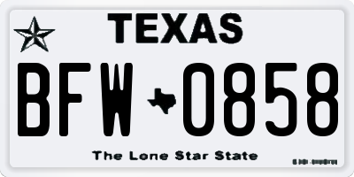 TX license plate BFW0858