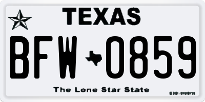 TX license plate BFW0859