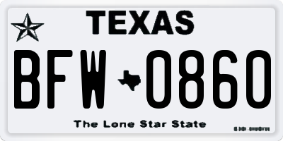 TX license plate BFW0860