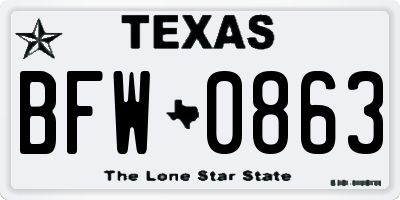 TX license plate BFW0863