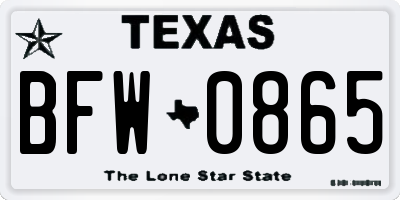 TX license plate BFW0865