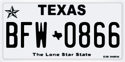 TX license plate BFW0866