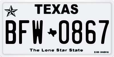 TX license plate BFW0867