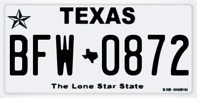 TX license plate BFW0872