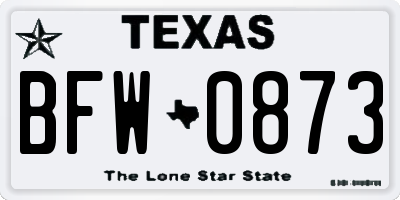 TX license plate BFW0873