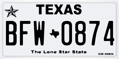 TX license plate BFW0874