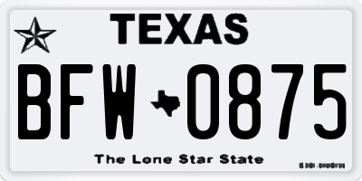 TX license plate BFW0875