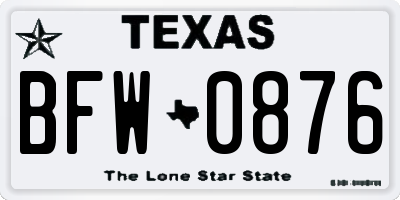 TX license plate BFW0876