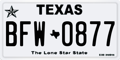 TX license plate BFW0877