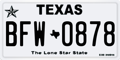 TX license plate BFW0878