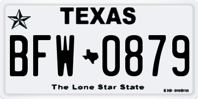 TX license plate BFW0879