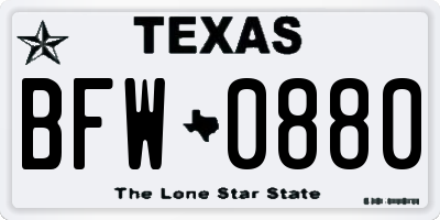 TX license plate BFW0880