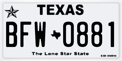 TX license plate BFW0881