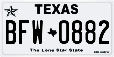 TX license plate BFW0882