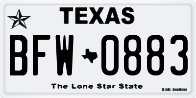 TX license plate BFW0883