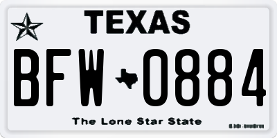 TX license plate BFW0884