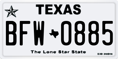TX license plate BFW0885