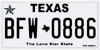 TX license plate BFW0886