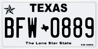 TX license plate BFW0889