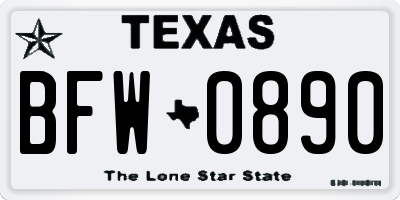 TX license plate BFW0890