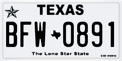 TX license plate BFW0891