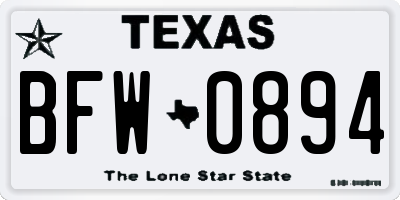 TX license plate BFW0894