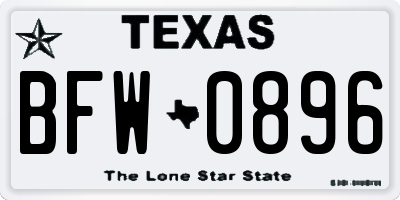 TX license plate BFW0896
