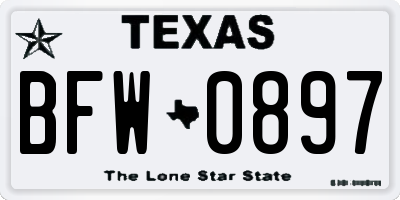 TX license plate BFW0897
