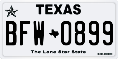 TX license plate BFW0899