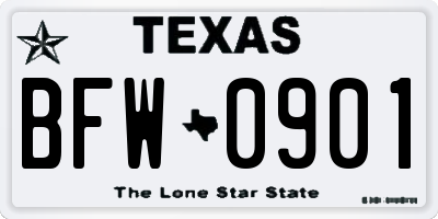 TX license plate BFW0901