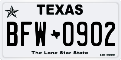 TX license plate BFW0902