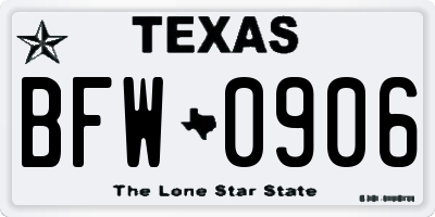 TX license plate BFW0906