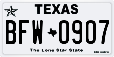 TX license plate BFW0907