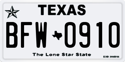 TX license plate BFW0910