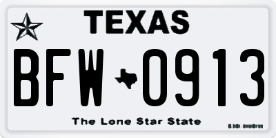 TX license plate BFW0913