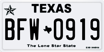 TX license plate BFW0919