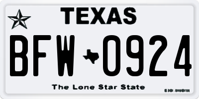TX license plate BFW0924