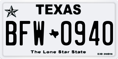 TX license plate BFW0940