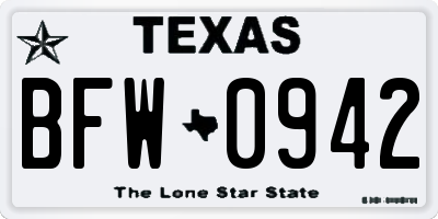 TX license plate BFW0942