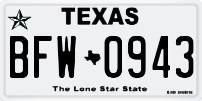TX license plate BFW0943