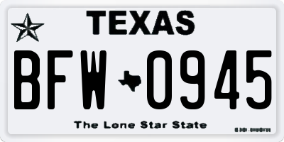 TX license plate BFW0945