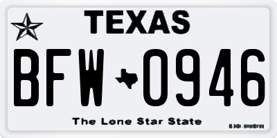 TX license plate BFW0946