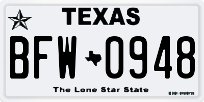 TX license plate BFW0948