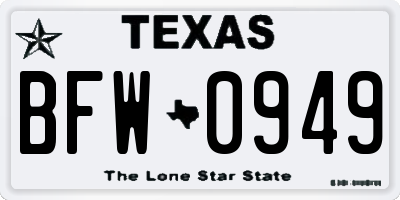 TX license plate BFW0949