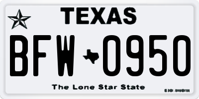 TX license plate BFW0950