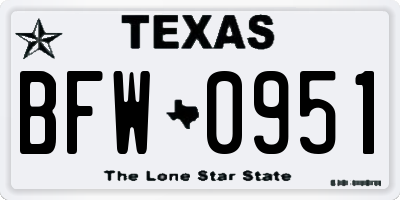 TX license plate BFW0951