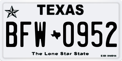 TX license plate BFW0952