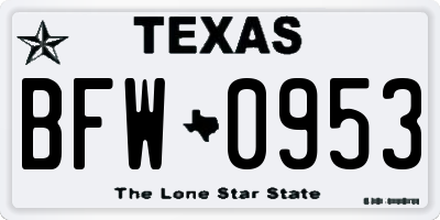 TX license plate BFW0953