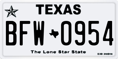 TX license plate BFW0954