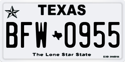 TX license plate BFW0955